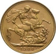 Pièce Souverain Or 1900 Victoria Tête Vieille Londres