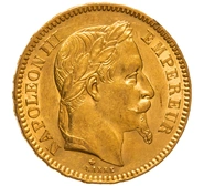 Pièce 20 Francs Or Napoléon III Tête Laurée 1866 BB