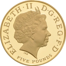 Pièce Quintuple Souverain Or 2006 Elisabeth II 80 Ans en Boîte
