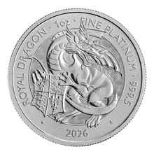 2026 Pièce de monnaie en platine de 1oz Tudor Beasts, dragon royal