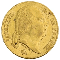 Pièce 20 Francs Or 1818 Louis XVIII A