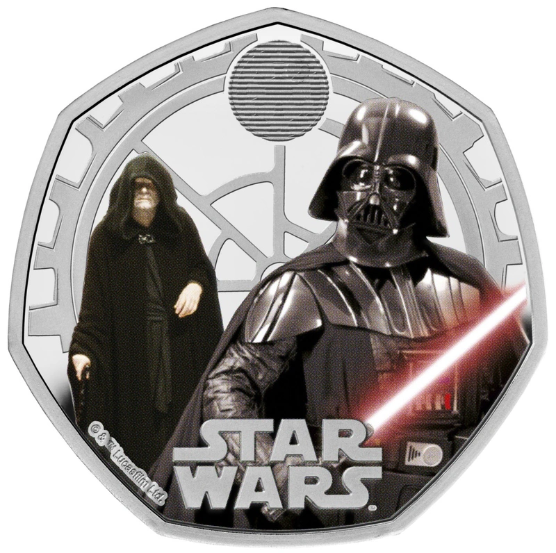 Pièce 50 Pence Star Wars Argent 2023 Dark Vador et l'Empereur Palpatine BE en Boîte