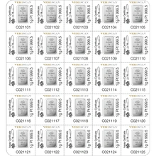 Lingots de Platine 1g Pamp 25 x 1g