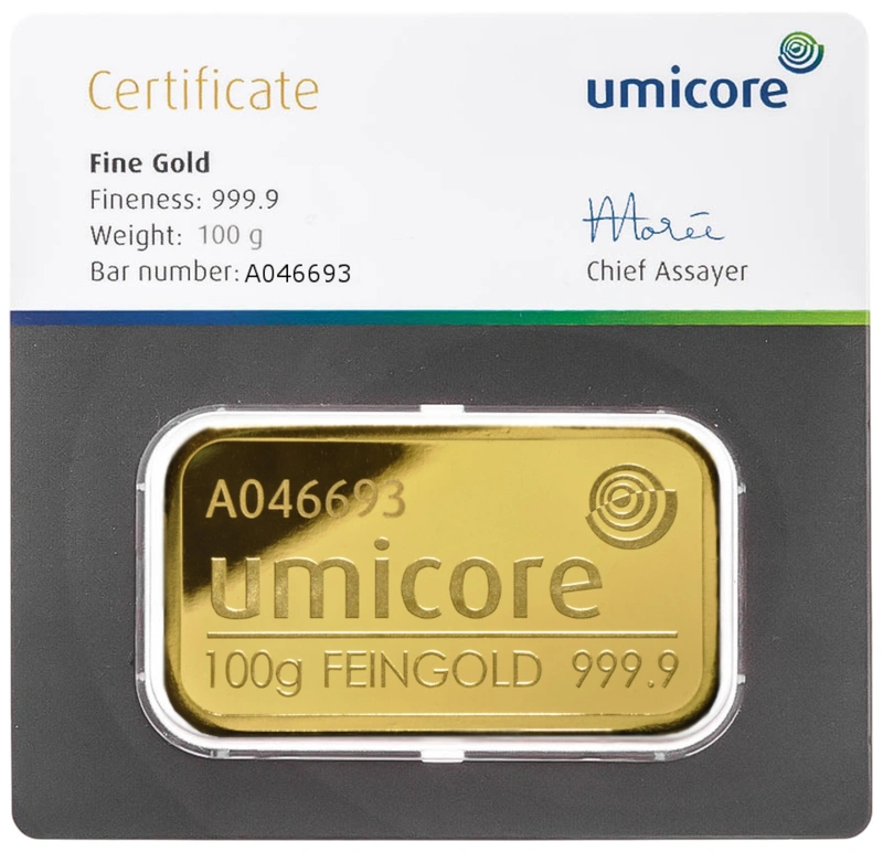 100g Gold Bar Umicore