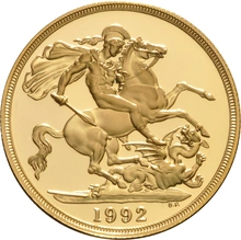 Pièce Double Souverain Or 1992 en Boîte