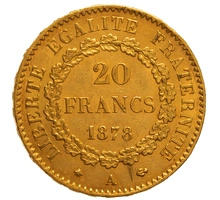 Pièce 20 Francs Or Génie 3ème République 1878 A