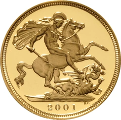 Pièce Souverain Or 2001 Elisabeth II 4ème Tête BE