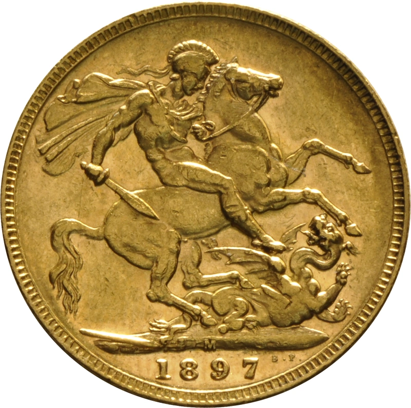Pièce Souverain Or 1897 Victoria Tête Vieille M