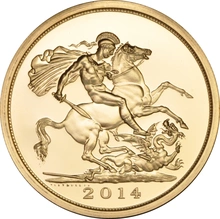 Pièce Quintuple Souverain Or 2014 Brillant Universel en Boîte