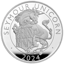Pièce Tudor Beasts Argent 10 Onces 2024 Licorne Seymour BE en Boîte
