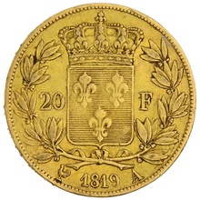 20 Francs Or Louis XVIII Tête Nue 1819 A