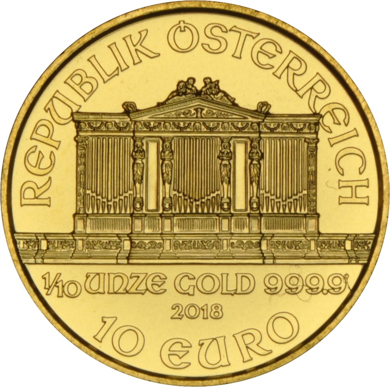 2018 Tenth Ounce Austrian Gold Philharmonic Coin
