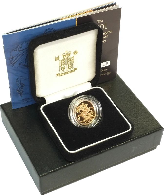 2001 Proof Gold Sovereign Boxed