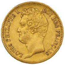 20 Francs Or Louis-Philippe Tête Nue Tranche en Creux 1831 A