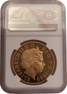 1999 - Couronne d'épreuve en or de 5 £, Diana Princess of Wales Memorial NGC PF69