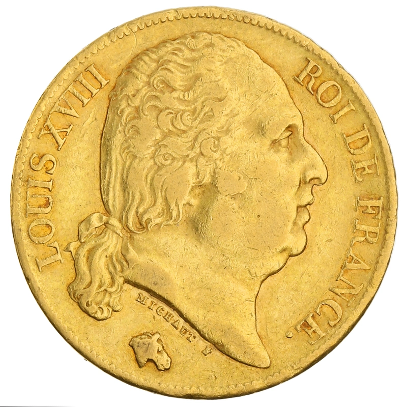 Pièce 20 Francs Or Louis XVIII Tête Nue Notre Choix 1816 à 1824