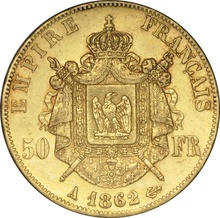 50 Francs Or Napoléon III Tête Laurée