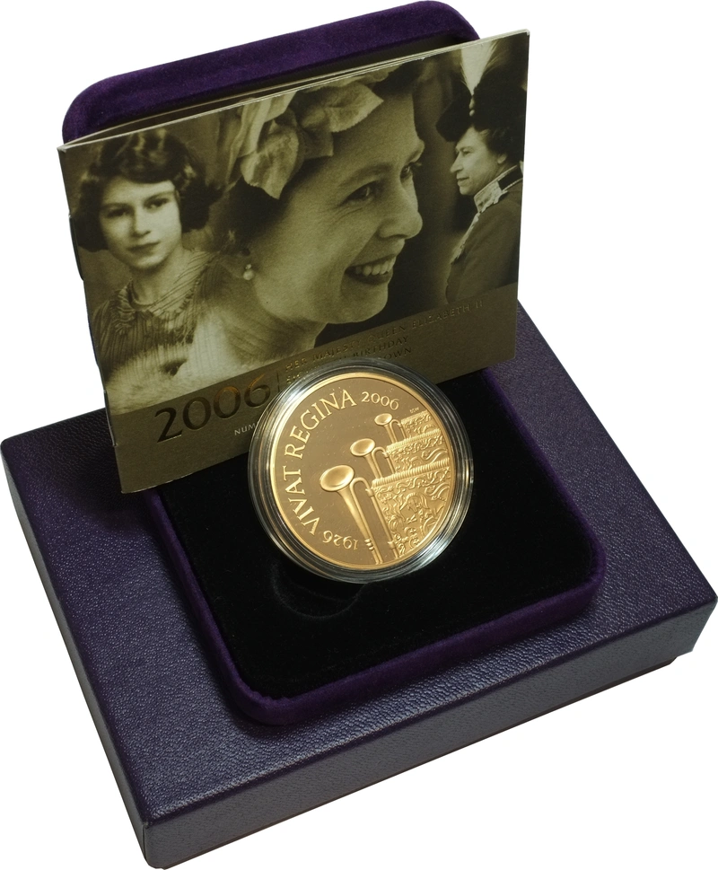 Pièce Quintuple Souverain Or 2006 Elisabeth II 80 Ans en Boîte