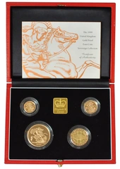 4 Pièces Souverains Or 1999 BE en Boîte