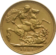 Pièce Souverain Or 1901 Victoria Tête Vieille S