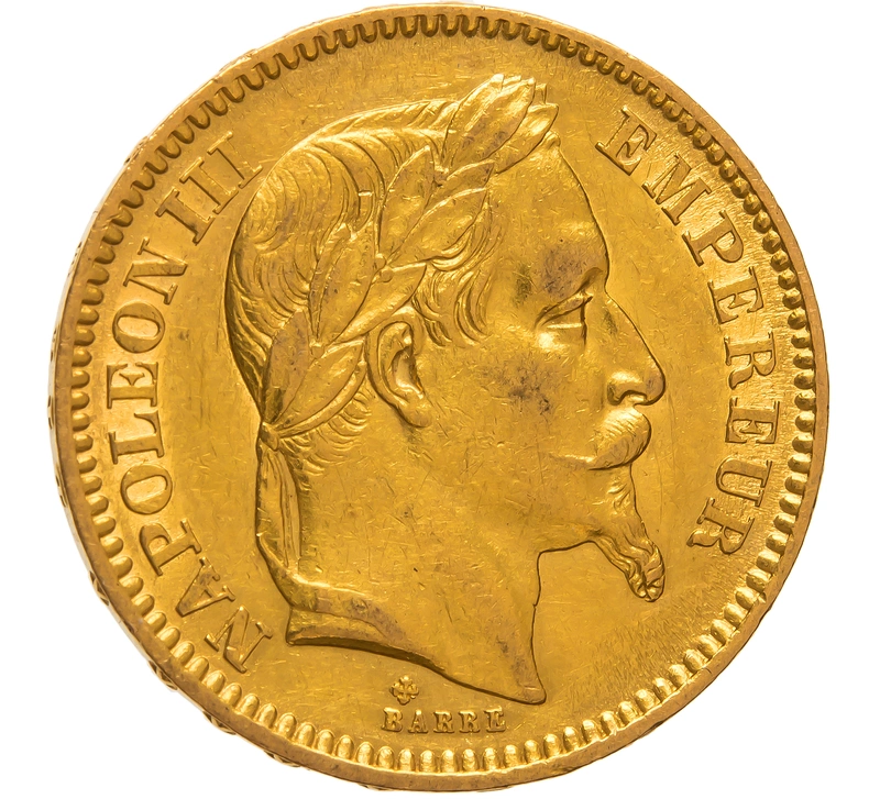 1864 20 French Francs - Napoleon III Laureate Head - BB