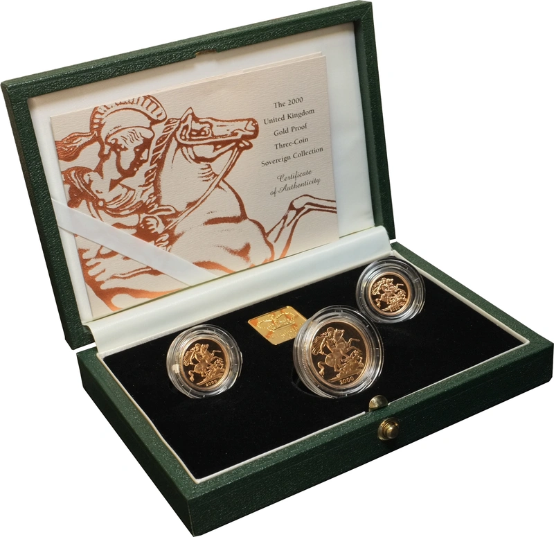 Ecrin de Collection de 3 Souverains Or 2000