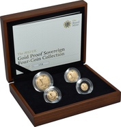Coffret de quatre pièces souveraines en or 2012 (plus petit) dans une boîte