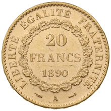 Pièce 20 Francs Or 1890 Génie A