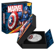 Pièce de monnaie en argent épreuve numismatique Captain America 2023 de 1 once dans une boîte