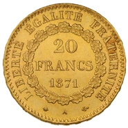 Pièce 20 Francs Or Génie 3ème République 1871 A