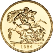 Quintuple souverain britannique en or (£5) - 1984