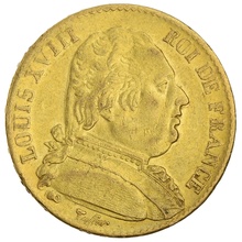 20 Francs Or Louis XVIII Buste Habillé 1815 A