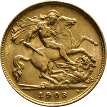 Pièce Demi Souverain Or 1908