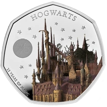 Coffret Belle épreuve pièce Argent 50 pence Harry Potter - école Poudlard 25eme anniversaire 2023