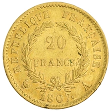 Pièce 20 Francs Or 1807 Napoléon I A