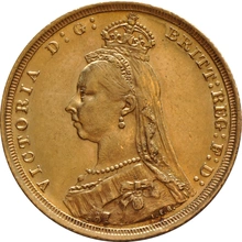 Pièce Souverain Or 1889 Victoria Tête Jubilée (S)