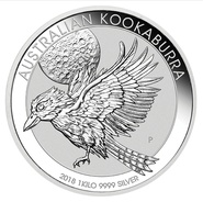 Kookaburra en argent de 1 Kg - 2018
