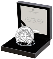 Pièce 5 Livres Argent 2023 75ème Anniversaire Charles III en Boîte