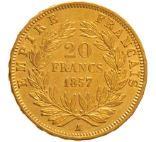Pièce 20 Francs Or Napoléon III Tête Nue 1857 A
