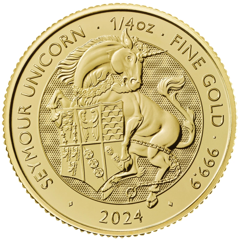 Pièce Tudor Beasts Or 1/4 Once 2024 Licorne de Seymour