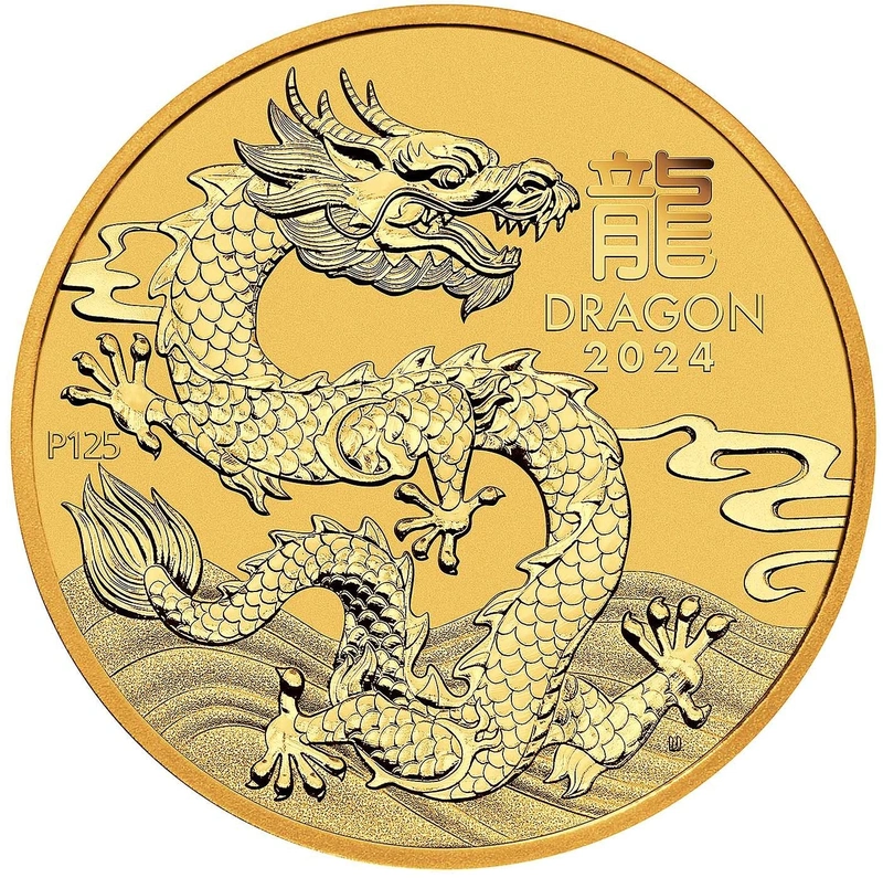 Pièce Perth Mint Lunar Or 1/20 Once 2024 Année du Dragon