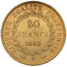 20 Francs Or Génie 3ème République 1894 A