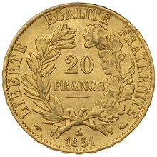 Pièce 20 Francs Or 1851 Cérès