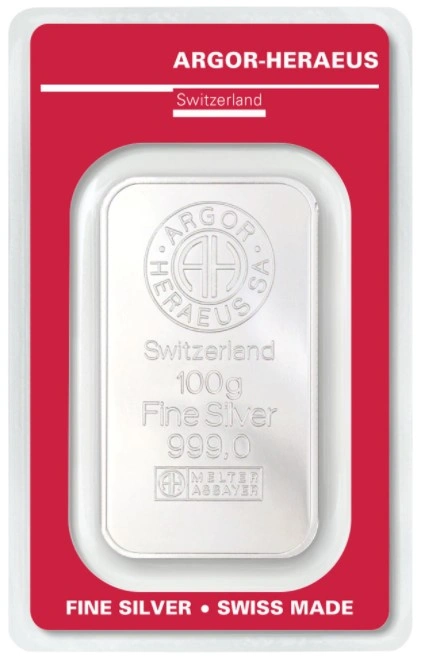 Lingot d'Argent 100g Argor-Heraeus