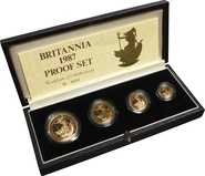 Ecrin de collection de 4 Britannia en or - 1987