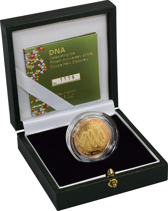 2003 Two Pound Proof Gold Coin: DNA Double Helix Boxed