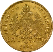 Pièce 20 Francs 8 Florins Or Autrichien