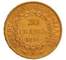20 Francs Or Génie 3ème République 1891 A