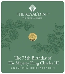 Pièce 50 Pence Or 1/40 Once 2023 75ème Anniversaire Charles III en Boîte