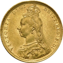 Pièce Souverain Or 1890 Victoria Tête Jubilée S